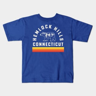 Hemlock Hills Connecticut Souvenir Bear Retro Vintage Stripes Kids T-Shirt